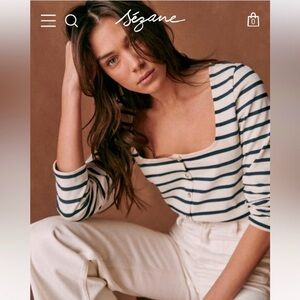 Sézane Square Neck button up Top